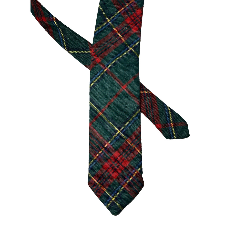 Vintage Wool Blend Tartan Plaid Tie Green Red Mens Necktie 2 3/4"X58"
